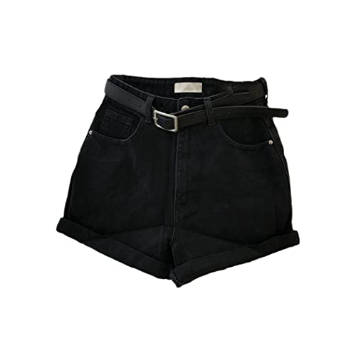 Short en jean taille haute vintage noir décontracté taille S pour look d'été moderne