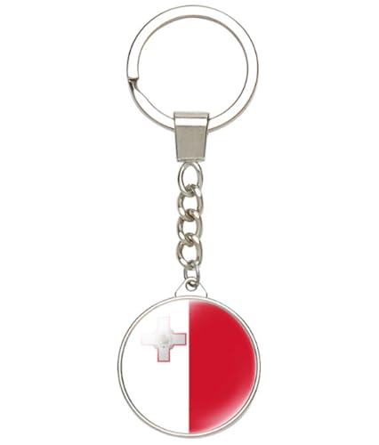 Ykonuyis Malta Flag Keychain Alloy Key Ring Double Sided Key Chain (Green Malta)