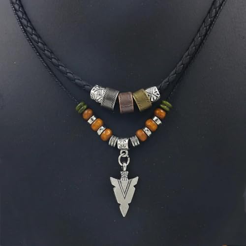 Collier homme pendentif flèche en cuir tressé au style masculin affirmé - 4