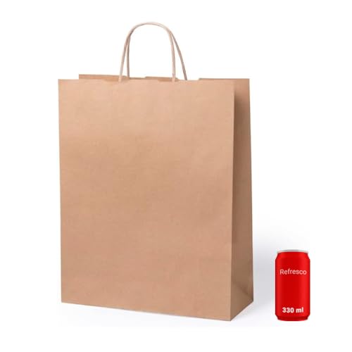 Bolsas de papel biodegradables con asas pack de 100 bolsas kraft grandes para comercio 3