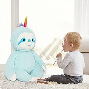 Morismos Sloth Stuffed Animal Sloth Unicorn Plush Toy Small Stuffed Animal Gifts For Kids Girls Girlfriend,17.7 Inches,Light Blue #TOP5