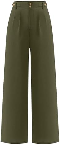ANRABESS Womens Wide Leg High Waisted Pants 2026 Summer Button Pl...