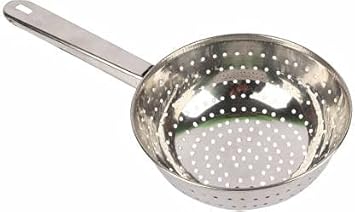Stainless Steel Handheld Poha Chalni Strainer with Hole Bowl Size-Medium Color-Silver Colander (Silver Pack of 1)