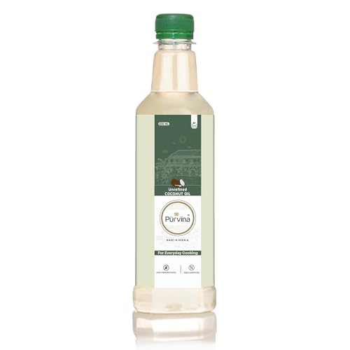 Image of Purvina Pure Unrefined Coconut Oil - 500 ml | For Everyday Cooking & Frying | Single ingredient | Zero Preservatives | No Additives | Cooking Oil
