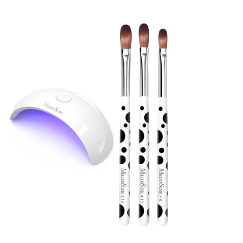 Image of MelodySusie Portable UV LED Nail Lamp for Semi Cured Gel Nail Strips 3Pcs Acrylic Nail Brush Set, Size 8 /10 /14