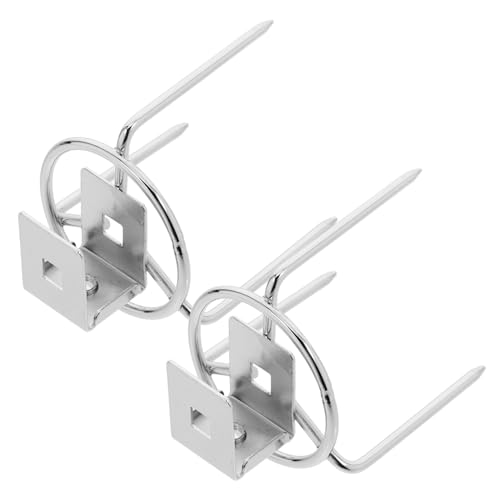 VINTORKY 2pcs Heavy Duty Stainless Steel Rotisserie Meat Forks for Bbq Grill Spit Rods for Air Fryer and Outdoor Cooking Efficient Three for Simultaneous Grilling