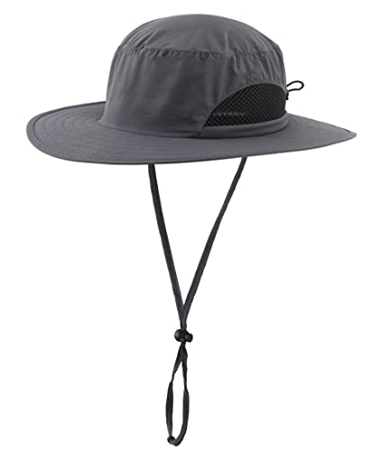Llmoway Boys Quick Dry Breathable Summer Bucket Hat Uv Protection Kid Wide Brim Mesh Safari Hat Grey #TOP19