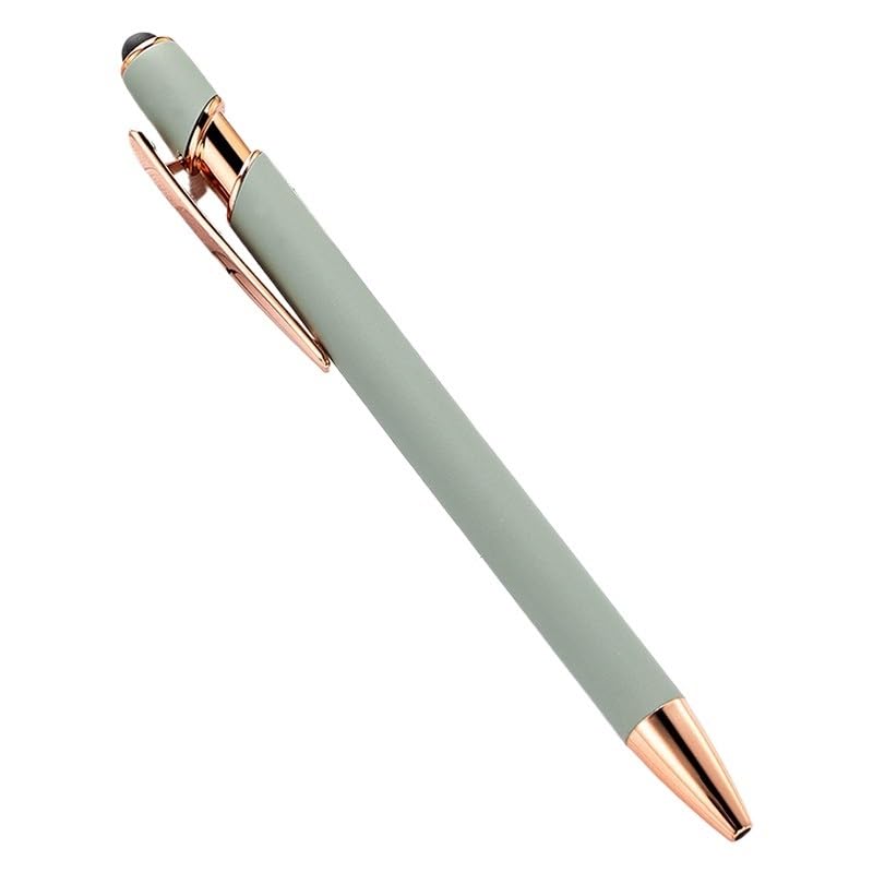 Stylo à bille en métal personnalisé vert et rose avec embout tactile capacitif