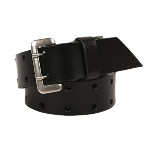 Ceinture en cuir pleine fleur fait main à double ardillon élégante pour homme et femme