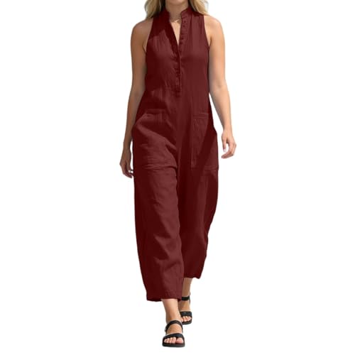 Combinaison femme été débardeur jambes larges avec poches pour look casual plage