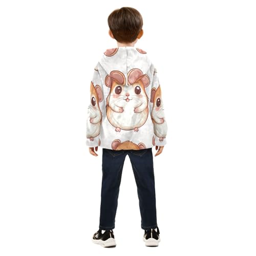 Cute Hamster Girls Fleece Jacket Girls Fall Jacket Girls Zip Up Hoodie Girls Sherpa Jacket 2-10T4