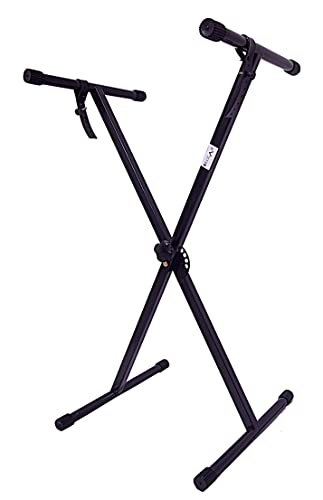 Image of Alloy Steel, Metal K-19 Pro Keyboard Stand, Six Angle Adjustable Heavy Duty Big Size, Black Piano Stand