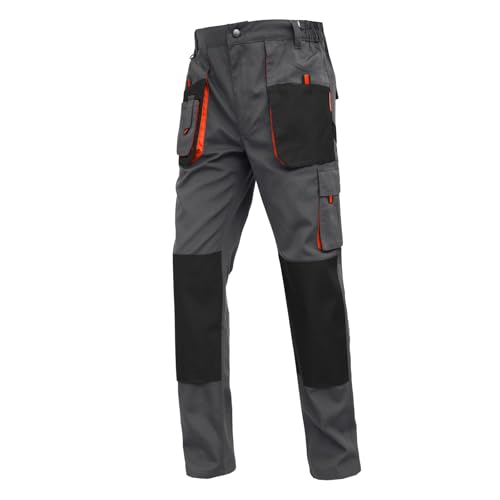 WORK IDEA Pantalon de Travail pour Homme avec Poches à Genoux Oxford en Toile résistante
