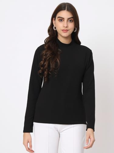Image of Istyle Can Solid HIgh Neck Full Sleeve Stretchable Slim Fit Top for Women | Tops for Women | high Neck top for Women | Winter Tops for Women