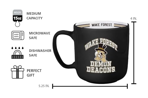 Image of Logo Brands NCAA Wake Forest Demon Deacons 15 oz Stripe Coffee Mug - Vintage Team Logo, Inside Print & Stripes, Microwave & Dishwasher Safe- Great Gift For Fans & Alumni