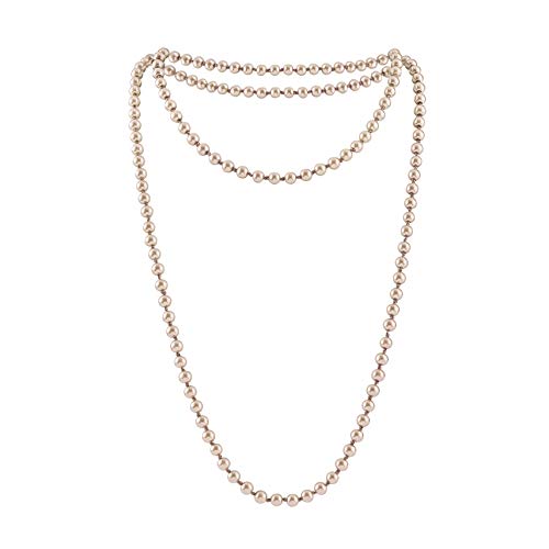 Radtengle Long Pearl Necklace for Women Girls 69 Inch Layered Strands Necklace Champagne,Free Size