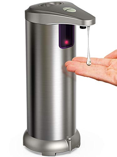 Nozama Automatic Soap Dispenser Equipped Stainless Steel, Infrared Motion Sensor, Waterproof Base, Adjustable Switches, Suitable Bathroom Kitchen Hotel Restaurant