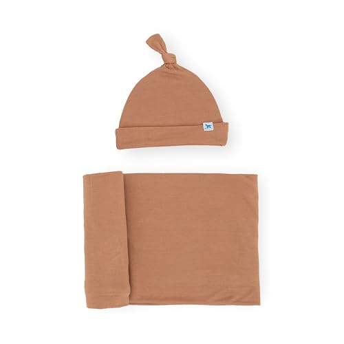 Image of Little Unicorn Premium Stretch Knit Swaddle & Hat Set | Ultra-soft with optimal stretch for newborns | Giftable set (Terracotta)