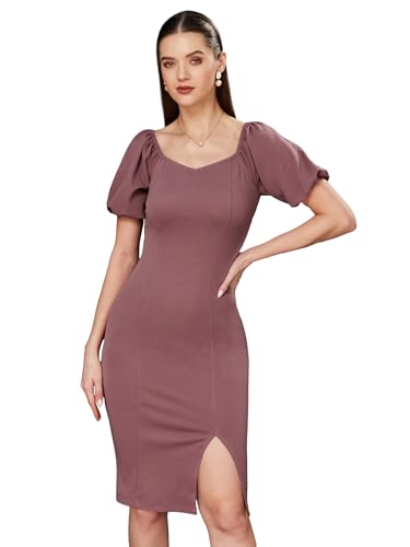 Image of Miss Chase Women's Comfortable Round Neck Sleeveless Striped Midi Bodycon Dress with Zipper