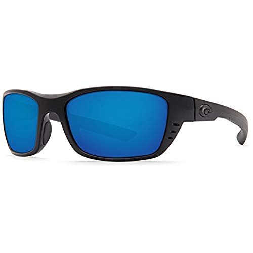 Costa Del Mar Men's Whitetip Readers Rectangular Sunglasses, Blackout/Blue Mirrored C-580P, 58 mm