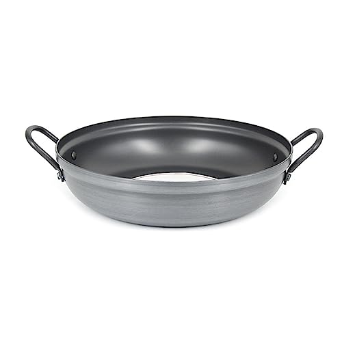 HOOLRZI Paella de aleación de aluminio para mariscos engrosados, pequeña y caliente, coreana, doble oreja, mariscos, cocina, herramienta de cocina