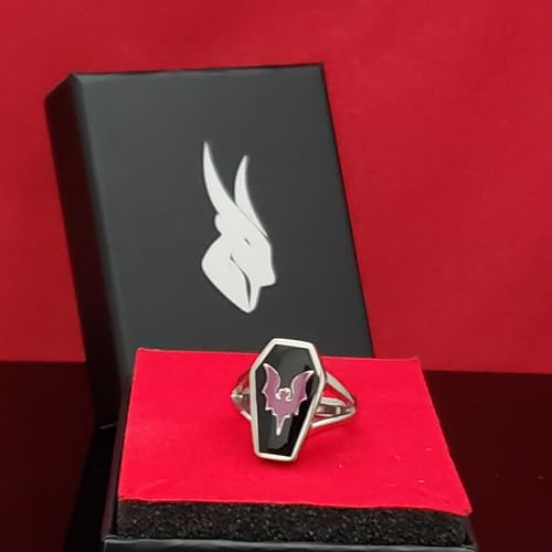 Image of Vampire Goth Coffin Ring with Bat