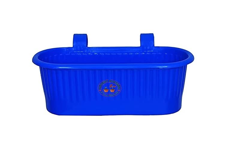 Varshney Gardening Double Hook Railing Planter Pots Hanging Plant Flower Pots | Indoor & Outdoor Gardening | Decore Home with Hanging Planters (Blue, Double Hook 6 Pieces)