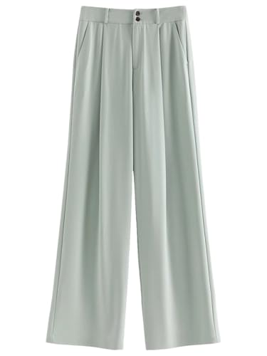 Women's Lightweight Wide Leg Pants Casual High Waist Straight Drop