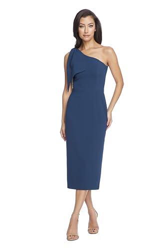Image of Dress the Population Womens Tiffany One Shoulder Bow Detail Midi Sheath Dress