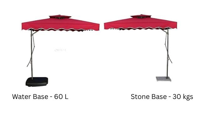 Image of INVEZO Garden Outdoor Patio Umbrella MS SIDE POLE SQUARE (2.2 x 2.2 sq mtr) Big size umbrella /terrace Balcony Outdoor cantilever umbrella With Base