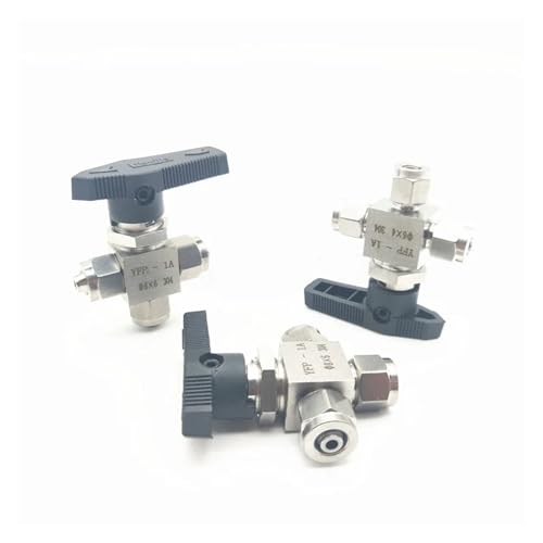 Válvula de bola 3 vías para tráquea neumática y manguera PU de 6mm OD 4