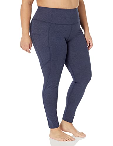 Amazon Brand - Core 10 Women's All Day Comfort High Waist Yoga Legging with Side Pockets-27”, Navy/Black Heather, Medium