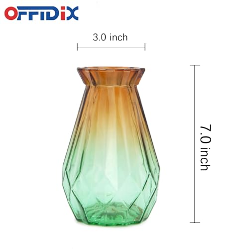 OFFIDIX Glass Vase Gradient Multicolor with Geometric Faceted Design Floral Vase for Home, Business, Events or Weddings - Image 3