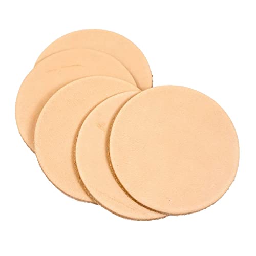 25 Pack – 3‑1/4' Round Veg‑Tanned Leather Pieces – 8–9 oz (3.2–3.6 mm) Natural Leather Circles for Coasters, Tooling, Stamping, Carving & Laser Engraving – Springfield Leather Company