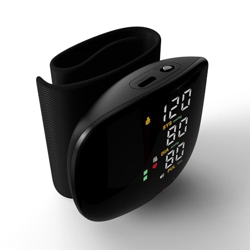 CLIUNT Wrist Blood Pressure Monitors, Portable Blood Pressure Machine with Large Cuff, Touch Screen Large Screen& Automatic Voice & 3-Color LED Backlight for Home Office Travel Use