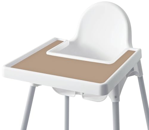 High Chair Placemat for IKEA Antilop Baby High Chair, Silicone Placemats, High Chair Tray Finger Foods Placemat for Boys and Girls, Babies, Toddlers (Natural)