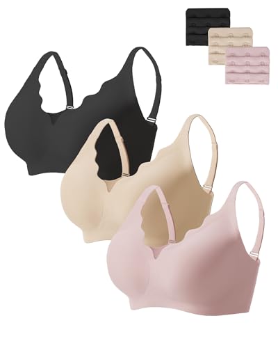 Image of Vinfact Plunge Jelly Bras for Women No Underwire Wireless Lift Full Coverage T Shirt Everyday Sleep Bra