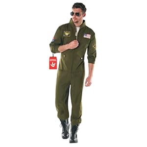 Morph Kostüm Fliegeranzug für Herren, Jetpilot, Kampfpilot, Air Force, Perfekt für Karneval und Halloween, XL