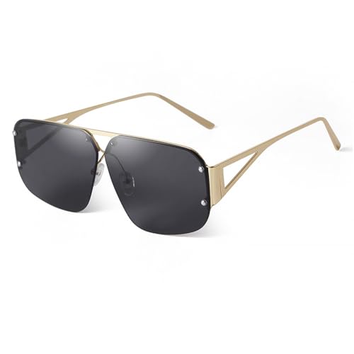 FALLTOYC-Gradient Oversized Sunglasses Women Men Metal Rimless Sun Glasses Female Shades UV400
