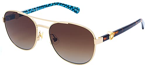 Kate Spade New York Women's Raglan/G/S Polarized Aviator Sunglasses, Gold Havana, 56mm, 17mm