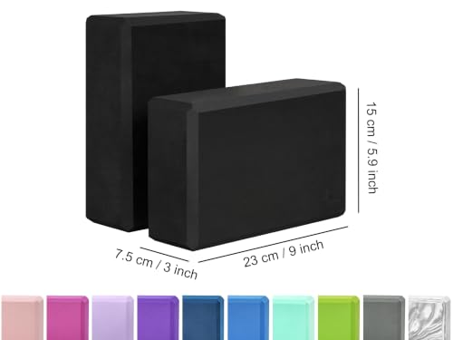 Image of Exerz EXYB-002 Yoga Blocks 2PK High Density - Comfortable Fitness Foam Bricks, Anti-Slip, Lightweight and Travel Friendly