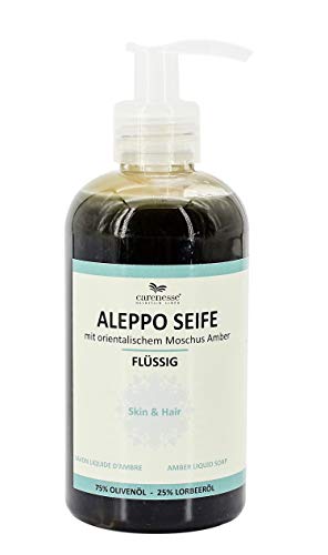 Carenesse Jabón líquido Alepo Almizcle Amber (Ambra), 75% aceite de oliva + 25% aceite de laurel, 250 ml