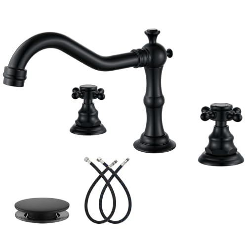 gotonovo 3 Hole 8’’ Widespread Bathroom Sink Faucet Matte Black