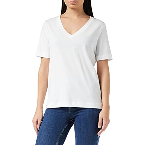 SELECTED FEMME Women V Neck T-Shirt White 14 (L) Cover