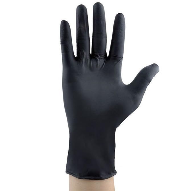 100 guantes desechables negros for trabajo en casa, jardinería, pintura, protectores de vinilo, nitrilo, sin látex, for adultos y niños, tallas XS SM(S)
