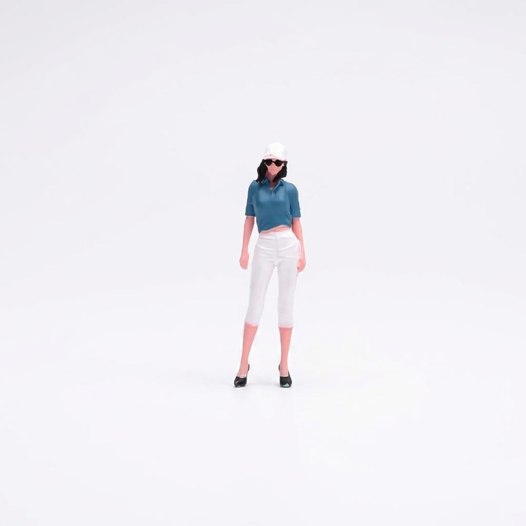 harayaa Figura Mujer en Miniatura con Gorra Blanca Cabello Oscuro y Zapatos Tacón para coración Escritorios Acuada para Exhibición en Maquetas y Arreglos, Mujer de Moda con Gorra, Escala 1/24