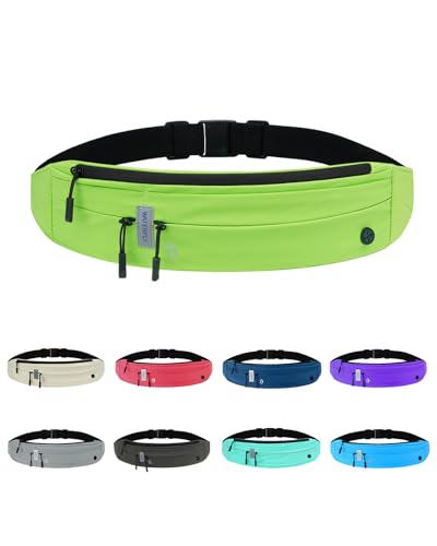 Image of WATERFLY Running Belt Fanny Pack: Runner Marathon Jogging Waist Pack Sport Workout Exercise Fitness Phone Holder Belt for Men Women Jogger Slim Waistband Black