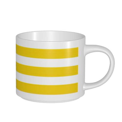 AYYQWE Tazas de cerámica con estampado de rayas amarillas de gran capacidad, para el hogar, oficina, regalos, cocinas, cafeterías, picnics al aire libre