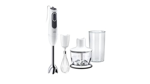 Braun Stabmixer MultiQuick 3 MQ 3135 WH Sauce – Elektrischer Stabmixer mit 11 Geschwindigkeiten plus Turbo-Stufe & Edelstahl-Mixfuß, 3-teiliges Zubehör-Set, 750 Watt, weiß/grau