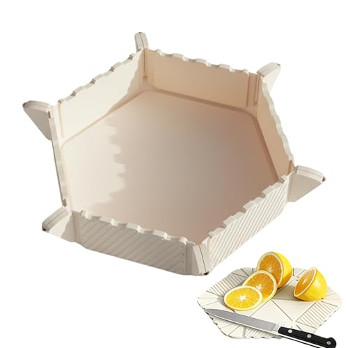 Tazón plegable y flexible para tabla de cortar, herramienta de preparación de cocina, colador de lavado de alimentos, cocina portátil para encimera, picnic, comedor, viajes, parrilla, camping